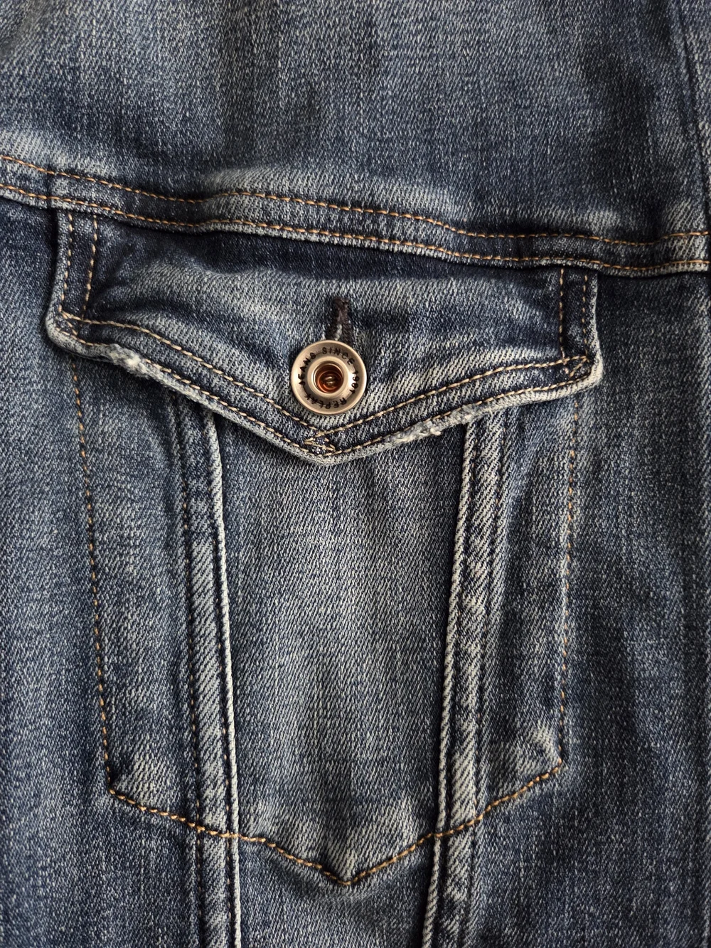 Replay Leather Logo Patch Blue Distressed Denim Jacket Size XXL